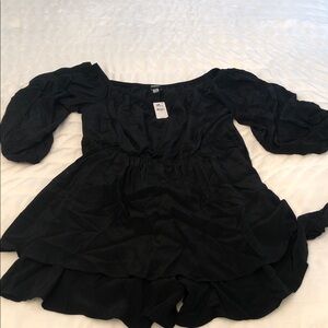 Black Women's Off-Shoulder Skorts Jumper